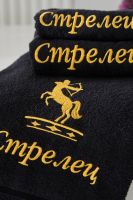 14418/10 Знаки зодиака полотенце махровое плотность 350гр [черный+стрелец]