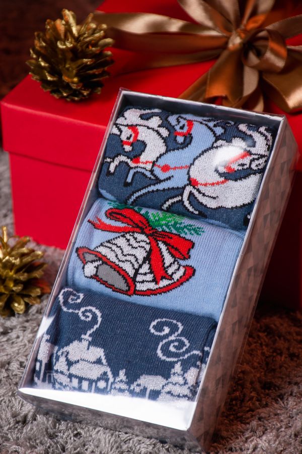 Носки женские Тройка набор 3 пары [голубой, джинс]