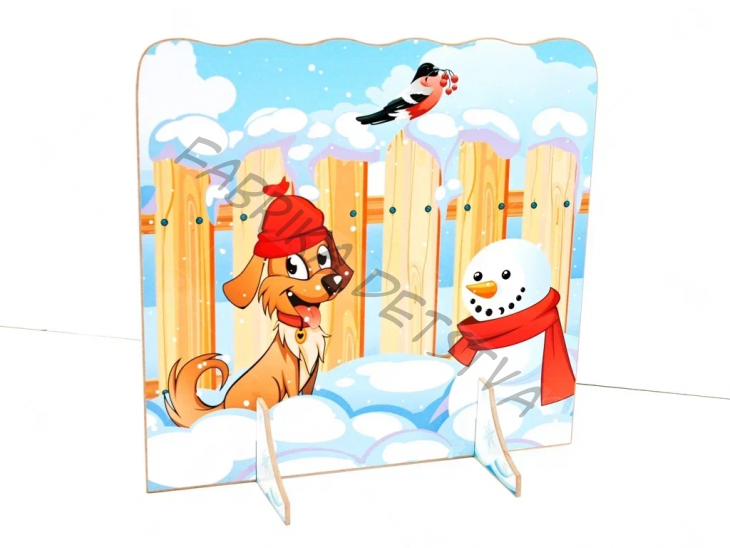 Театральная декорация "Забор с котенком" (зима-лето)