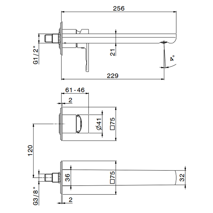 Настенный смеситель для раковины Newform Haka 72032E ФОТО