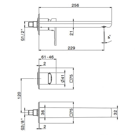 Настенный смеситель для раковины Newform Haka 72032E схема 3