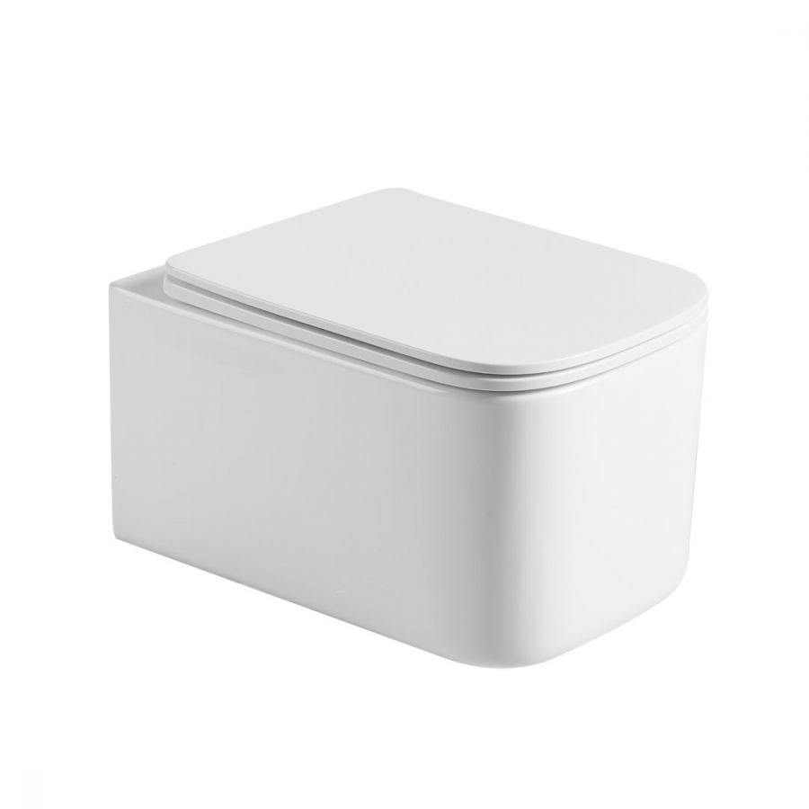 Унитаз подвесной, Mane Белый матовый c крышкой