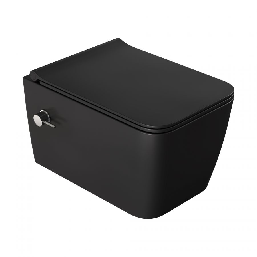 Zen подвесной унитаз с биде матовый черный с крышкой