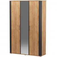 Шкаф 3х-дв. с зеркалом Ольга 2 (Дуб золотистый/антрацит)