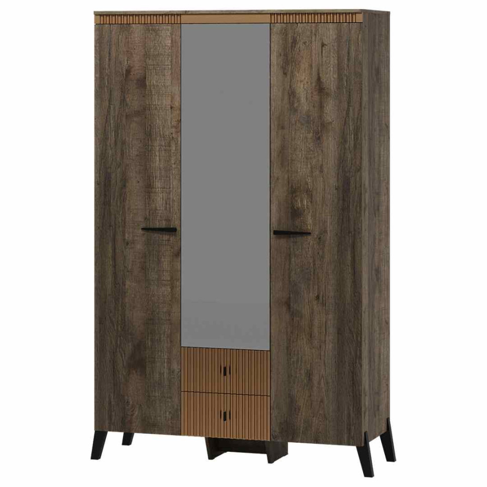 Шкаф трехдверный на ножках Ольга 3 (Дуб коми/Голден Пэлас)