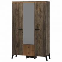 Шкаф трехдверный на ножках Ольга 3 (Дуб коми/Голден Пэлас)