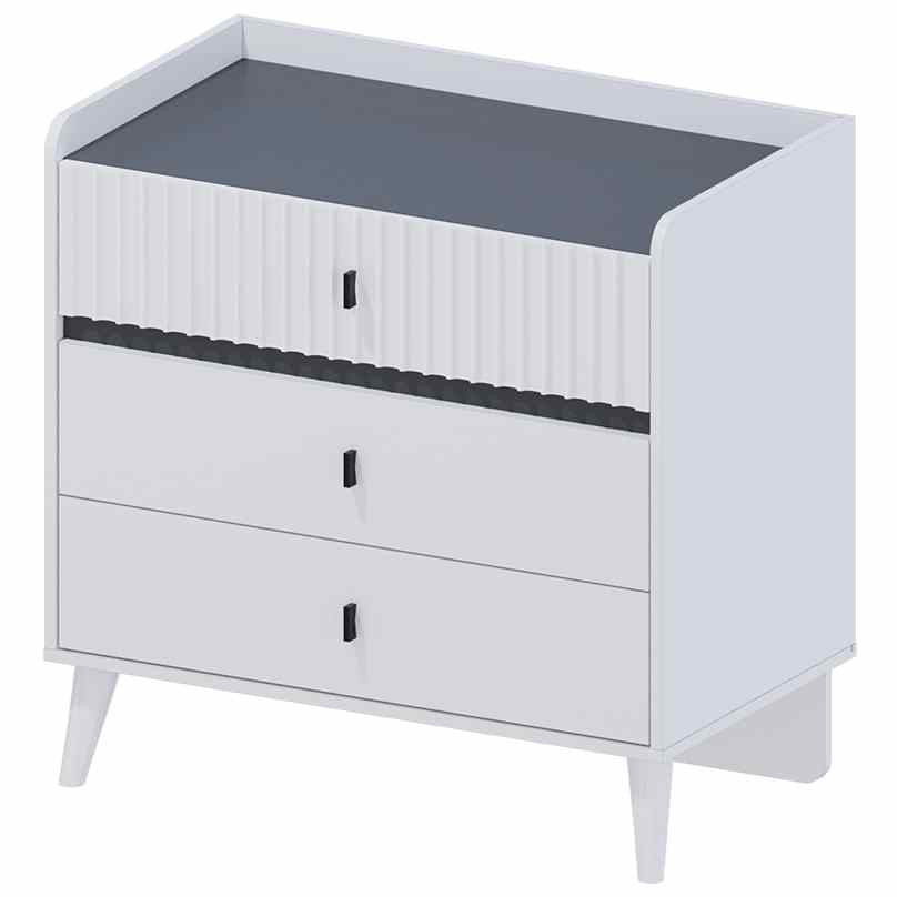 Комод 3 ящика Омега 10 (Белый-антрацит)