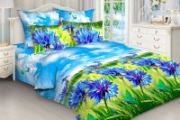 Бязь 1.5 спальный [в ассортименте] Комплект постельного белья С васильками постельное белье