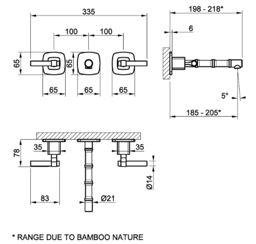 Смеситель для раковины встраиваемый Gessi Jacqueline 77090 на 3 отверстия с металлическим Г-образными вентилями ФОТО