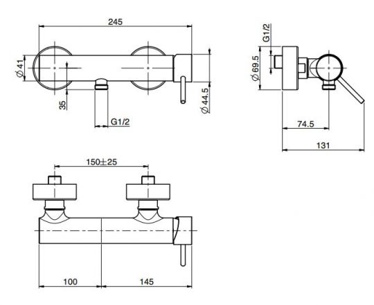 Fima carlo frattini Spillo Tech смеситель для душа F3035T/1 схема 2