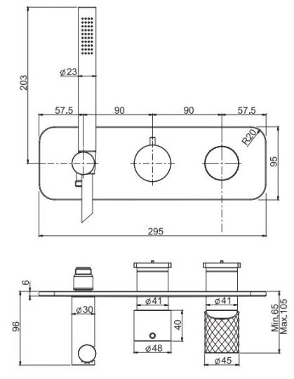 Смеситель для душа с душевым гарнитуром Fima carlo frattini Spillo Tech F3049TWX2