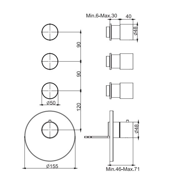 Изображение Смеситель для ванны и душа Fima carlo frattini Spillo steel F3083X3