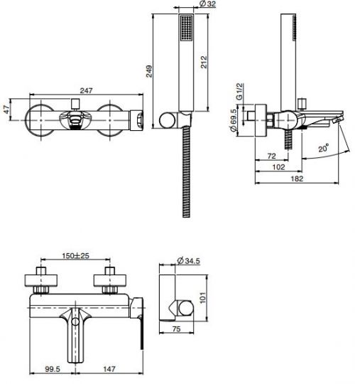 Смеситель для ванны и душа Fima carlo frattini Mast F3134