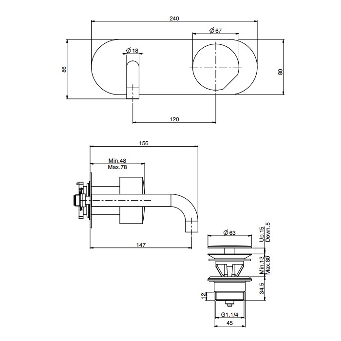 Изображение Fima carlo frattini So смеситель для раковины F3171WX5 (внешняя часть)