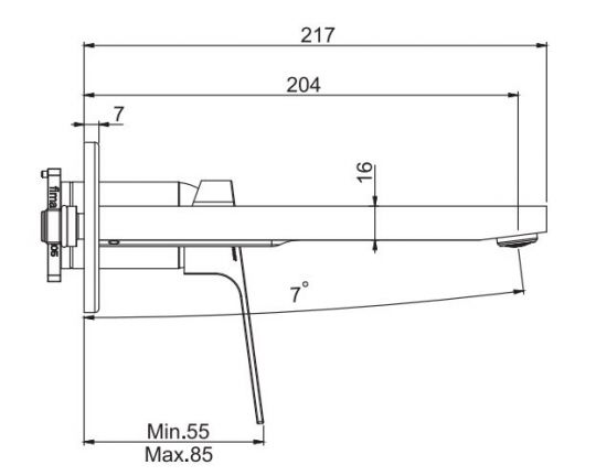 Смеситель прямоугольной формы для раковины Fima carlo frattini Fit F3391NLX8 схема 2 Смеситель прямоугольной формы для раковины Fima carlo frattini Fit F3391NLX8 схема 2