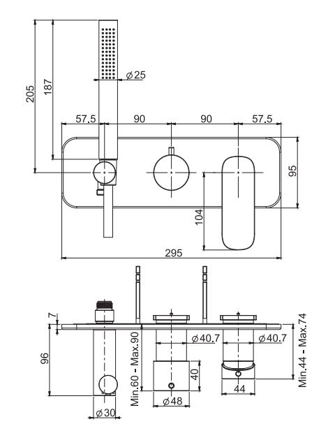 Смеситель для ванны c душем Fima carlo frattini Quad F3739NX2