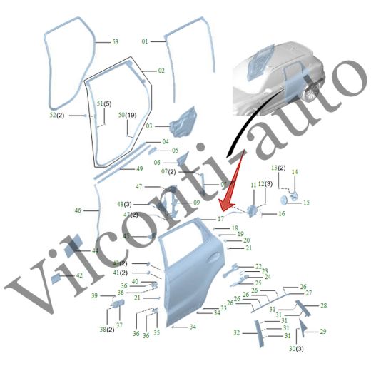 ДВЕРЬ ЗАДНЯЯ ПРАВАЯ HONGQI HS5 6201020DD01-#M1 100% ОРИГИНАЛ