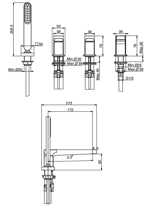 Смеситель для ванны и душа Fima carlo frattini Next F3944