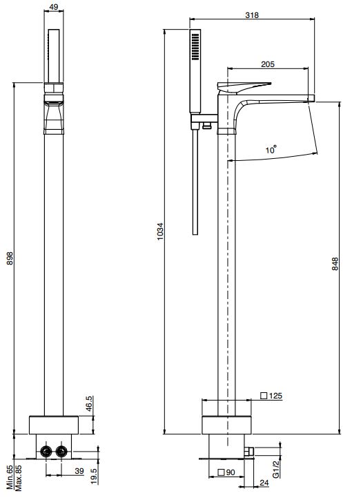 Изображение Смеситель для ванны напольный Fima carlo frattini Zeta F3964/4N