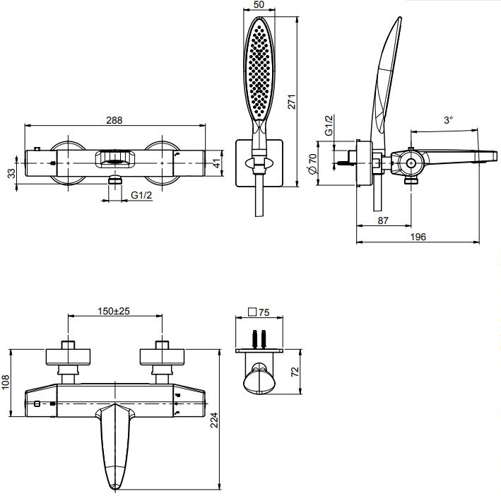 Fima carlo frattini Fimatherm смеситель для душа F4204