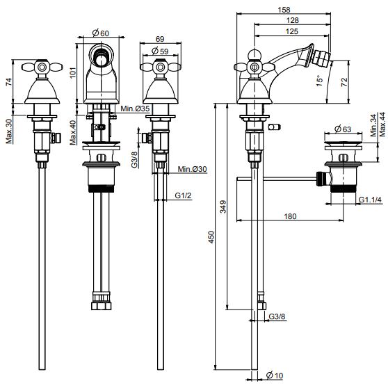 Изображение Fima carlo frattini Olivia смеситель для биде F5012