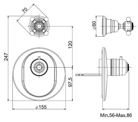 Fima carlo frattini Fimatherm смеситель для ванны/душа F5113X1 схема 2