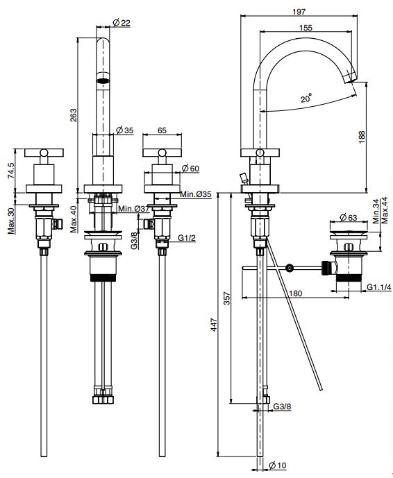 Fima carlo frattini Maxima смеситель для раковины F5301W