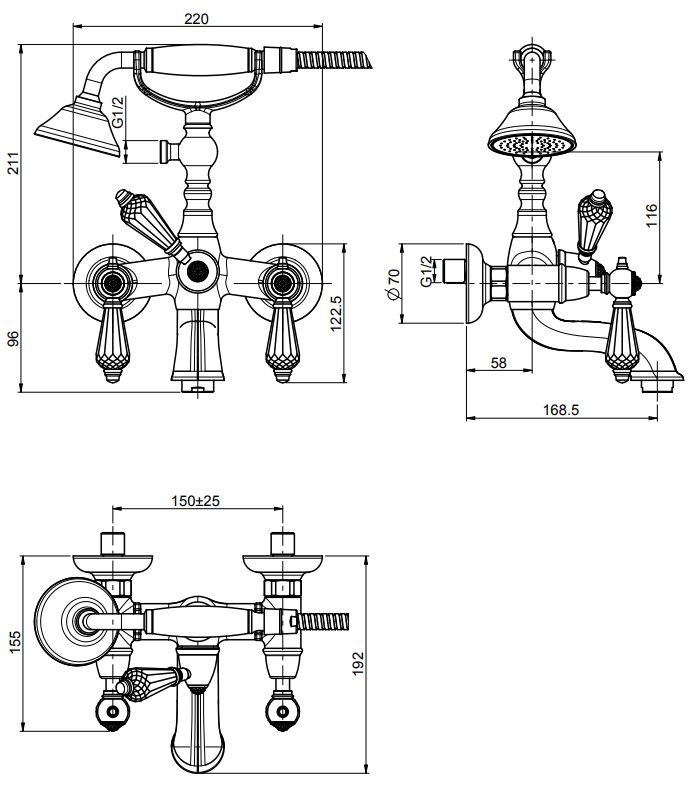 Смеситель для ванны и душа Fima carlo frattini Herend chic F5404C