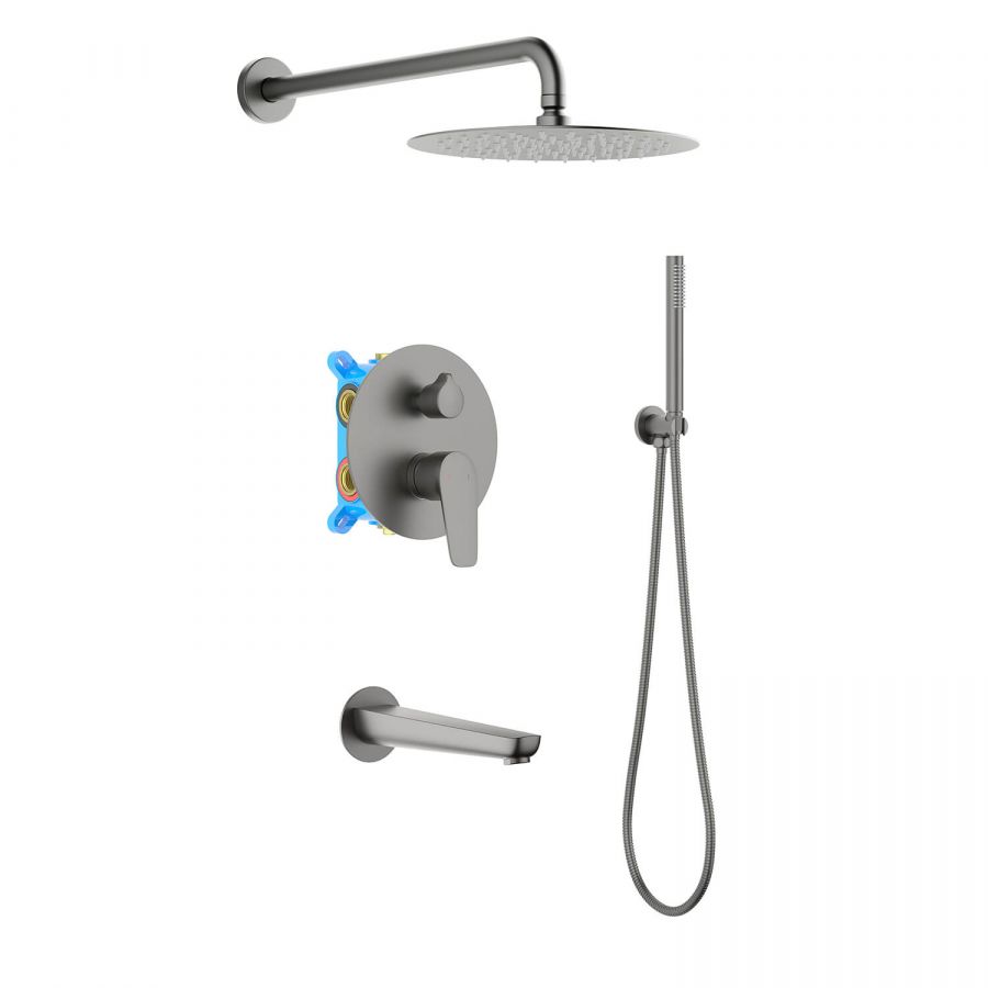 AQ1173BGM БЕТТА Set 4 в 1 душевой комплект, оружейная сталь