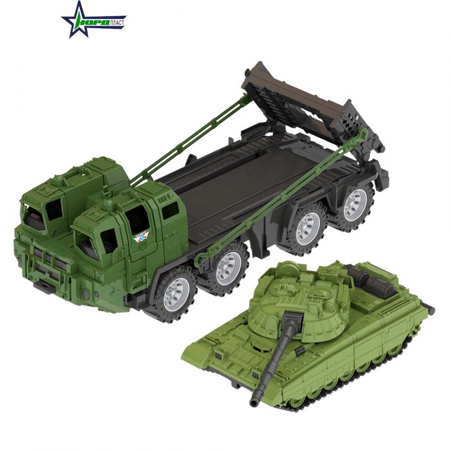 Военный тягач "Щит" с танком