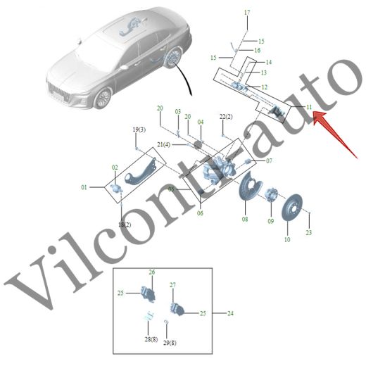 СУППОРТ ТОРМОЗНОЙ ЗАДНИЙ ПРАВЫЙ В СБОРЕ HONGQI H5 3502020HF01P 100% ОРИГИНАЛ