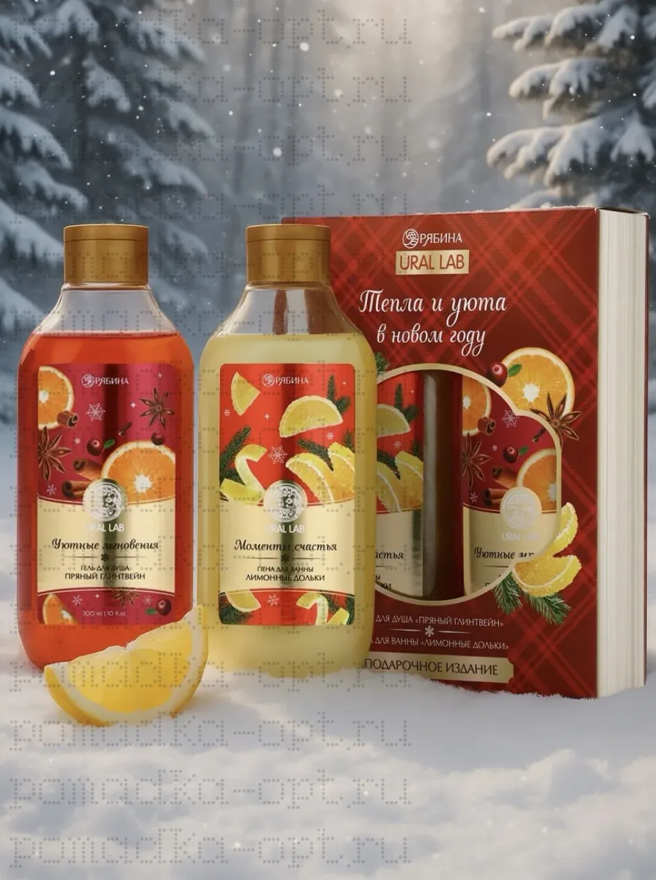 Подарочный набор новогодний  «Моменты счастья»: гель для душа и пена для ванны, 2×300 мл