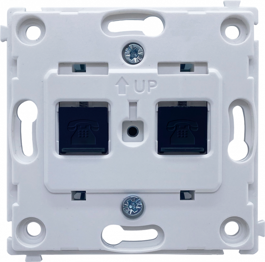 Механизм телефонной розетки RJ11 + RJ11 (двойная) cat.3/ClassE-4/4, серия DA