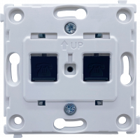 Механизм телефонной розетки RJ11 + RJ11 (двойная) cat.3/ClassE-4/4, серия DA
