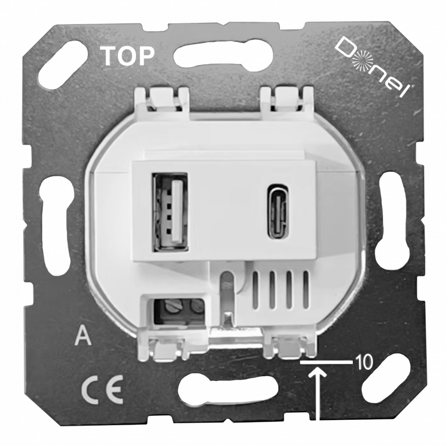 USB зарядное устройство, 3.1A. тип A:max 18W, тип С:max 32W, белый, серия DUSB