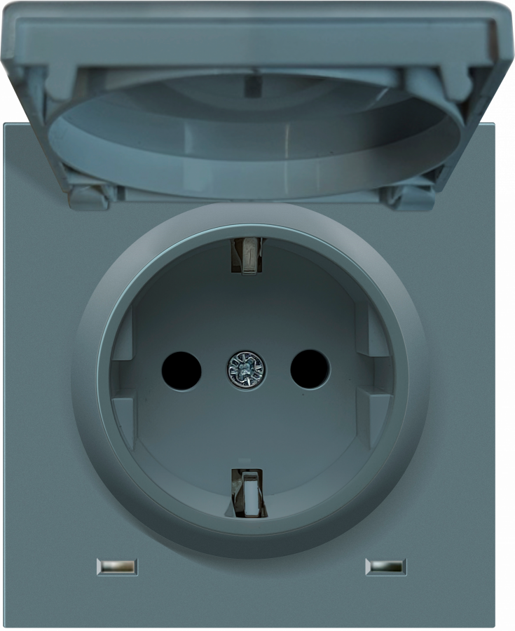 Накладка для розетки Schuko с заземлением, с крышкой, 16A 250 В~, матовый изумруд, серия R98