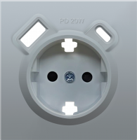 Накладка для розетки Schuko с зарядным устройством USB A+C, с защитными шторками, алюминий, серия R98