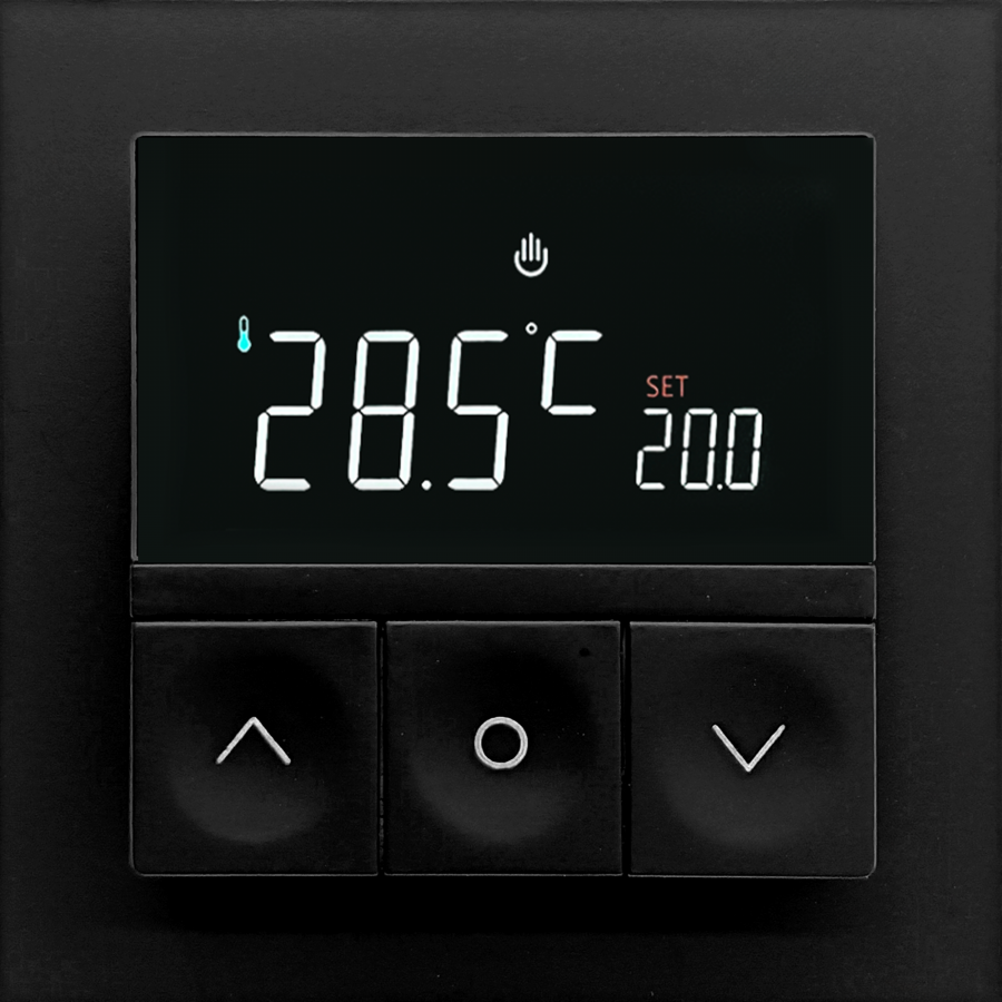 Термостат с датчиком пола, программируемый с Wi-Fi , 16 A, 55*55 мм.черный, клавиши настройки