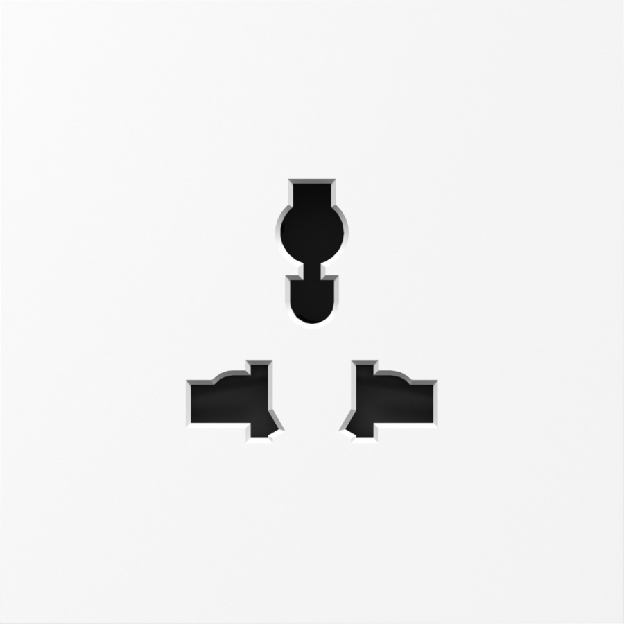 Накладка для розетки мультистандарт, со шторками 16A 250 В~, глянцевый белый, серия S08