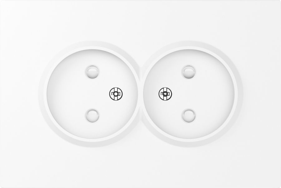 Накладка для розетки 2-й без заземления, со шторками 16A 250 В~, глянцевый белый, серия S08