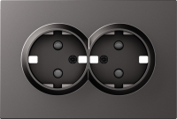 Накладка для розетки 2-й с заземлением, со шторками 16A 250 В~, матовый титан, серия S08
