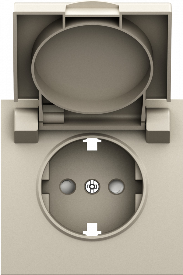 Накладка для розетки Schuko с заземлением, с крышкой, 16A 250 В~, слоновая кость, серия S08