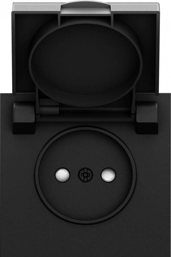 Накладка для розетки без заземления, с крышкой, 16A 250 В~, черный графит, серия S08