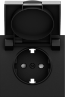 Накладка для розетки Schuko с заземлением, с крышкой, 16A 250 В~, черный графит, серия S08