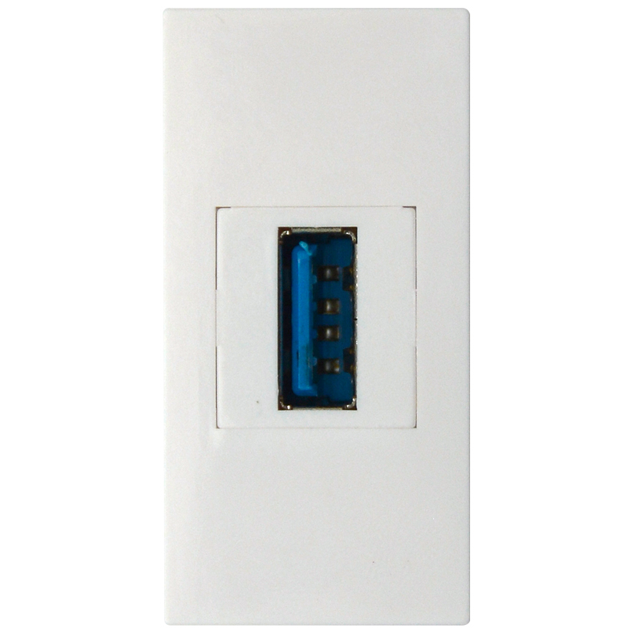 Розетка информационная USB для передачи данных, 1мод., бел. (22.5х45мм), USB3.0, серия (тип) D