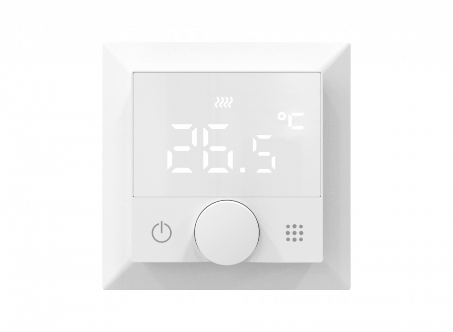 Термостат с датчиком пола, программируемый, 16 A, 55*55 мм.белый, ручка настройки