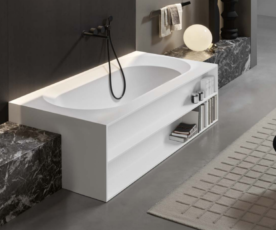 Ванна прямоугольная Antonio Lupi OASI OASI87MC 180х95 см из материала Cristalplant с полками отдельностоящая, пристенная, в нишу или в угол ФОТО