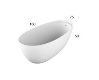 Ванна отдельностоящая Antonio Lupi ECLIPSE SMALL ECLIPSES 160х75 см из материала Cristalplant ФОТО