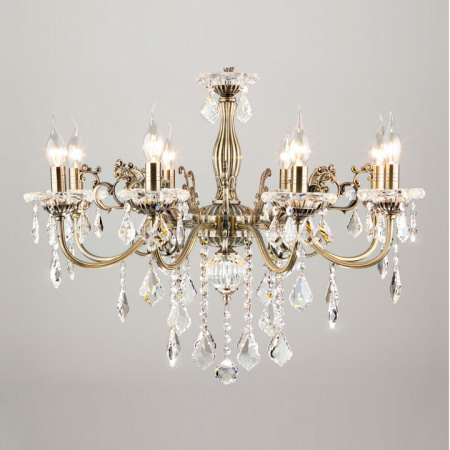 Подвесная люстра Elisha 3281/8 античная бронза/прозрачный хрусталь Strotskis