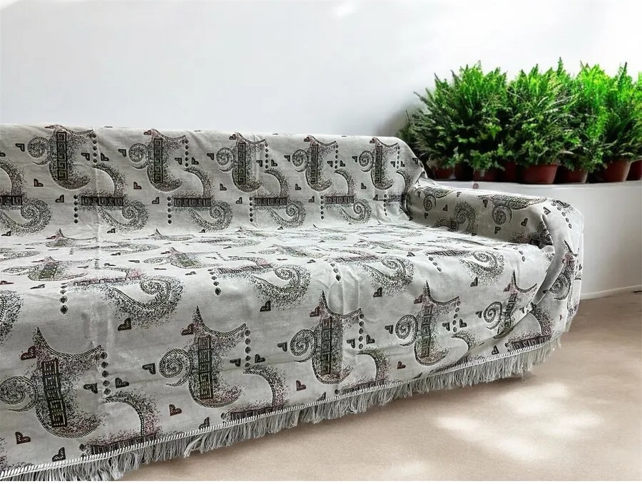 Комплект ковровых дивандеков (220х160;2 накидки(90х160),перламутровый